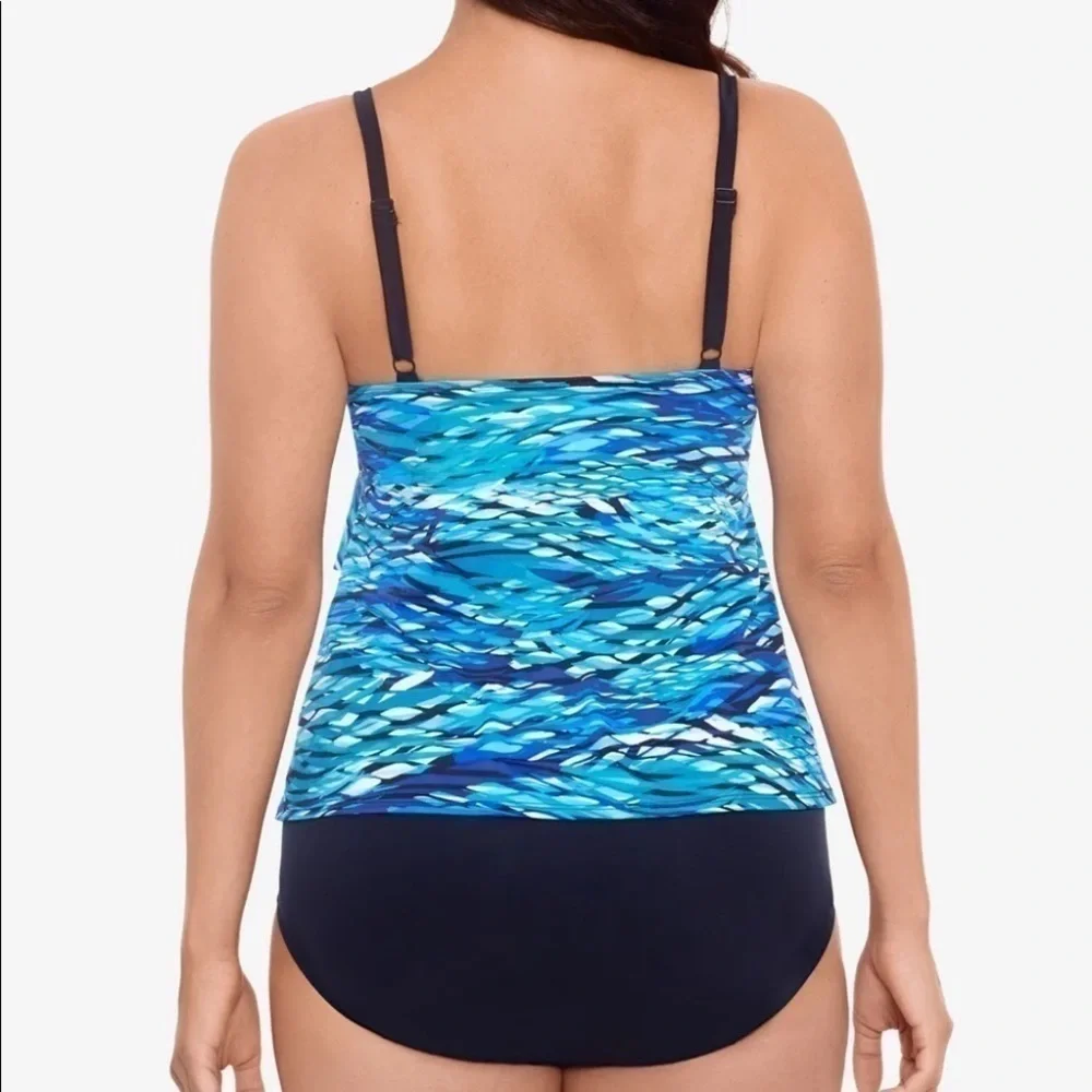 Swim Solutions Longitude Triple Tier Tummy Control Long Torso One-Piece Swimsuit - Picture 2 of 8